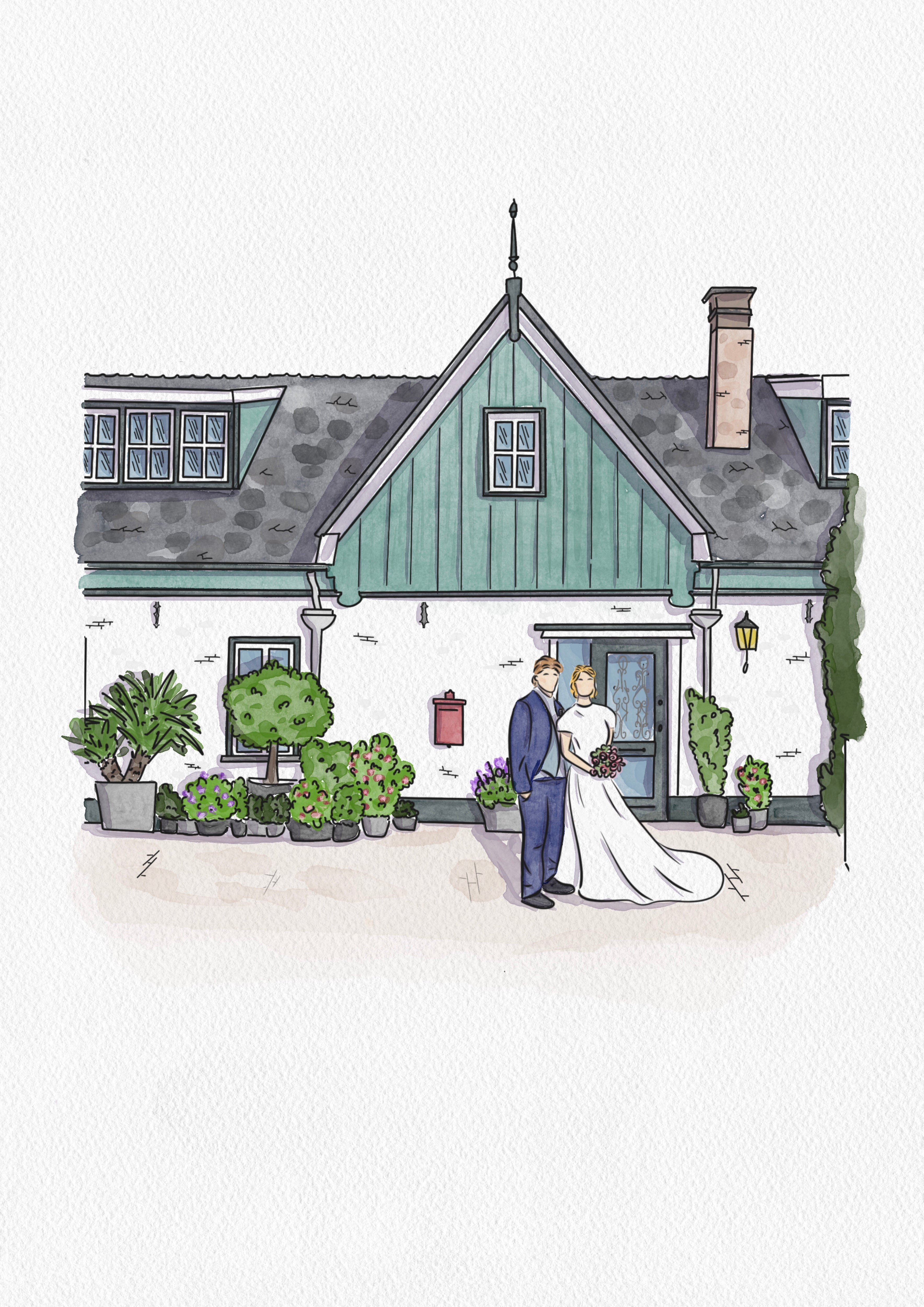 🏡 Persoonlijke Huisillustratie met jullie. Een blijvende herinnering & uniek cadeau