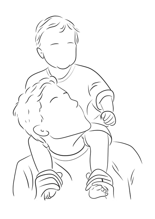Vaderdag Illustratie op Maat – Vader met Kind - Digitaal bestand