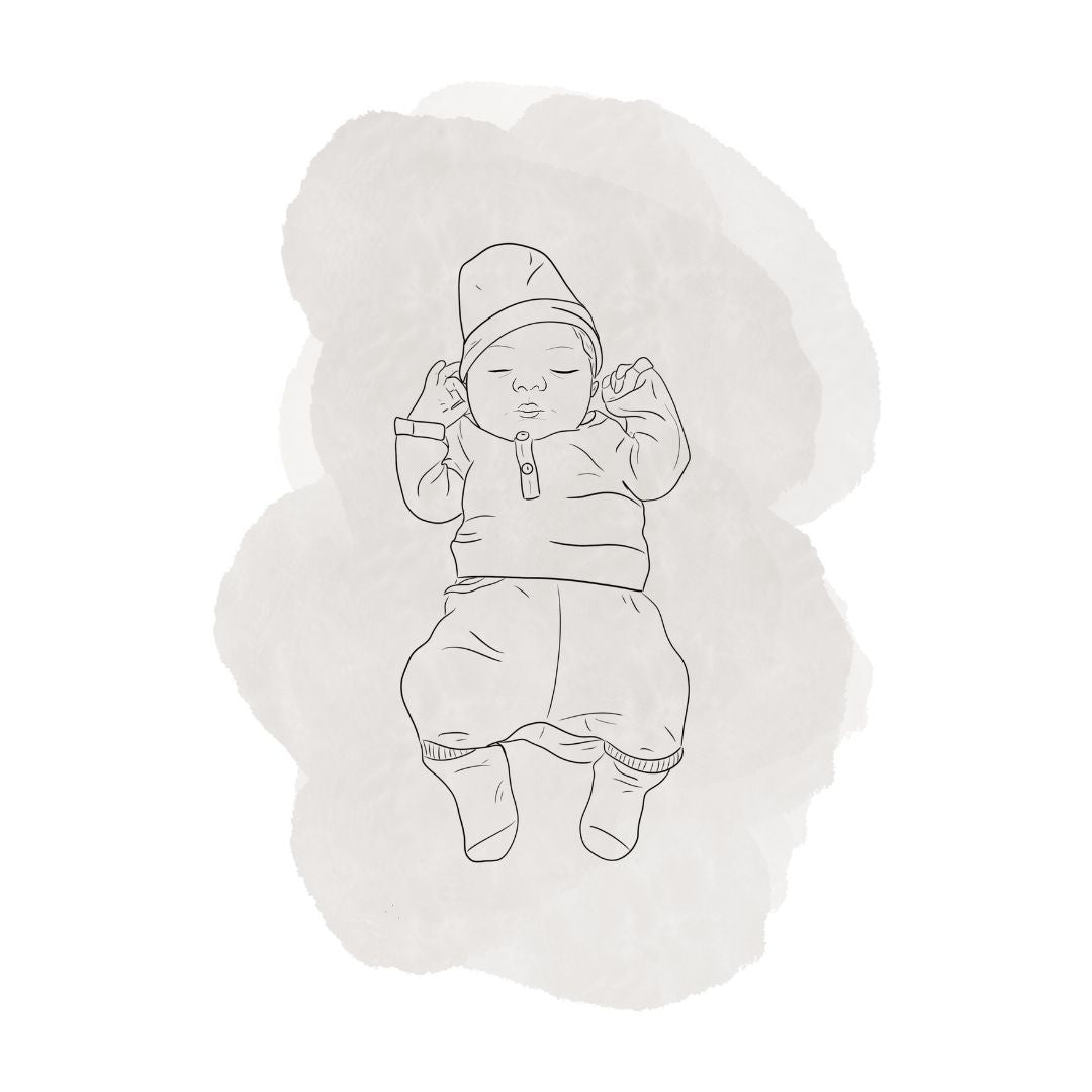 👶 Line Art Kraamcadeau – Pasgeboren Baby