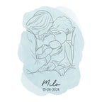 Line Art Ouders &  Baby – Een Tastbare Herinnering aan het Begin