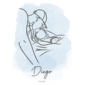 Line Art Ouders &  Baby – Een Tastbare Herinnering aan het Begin