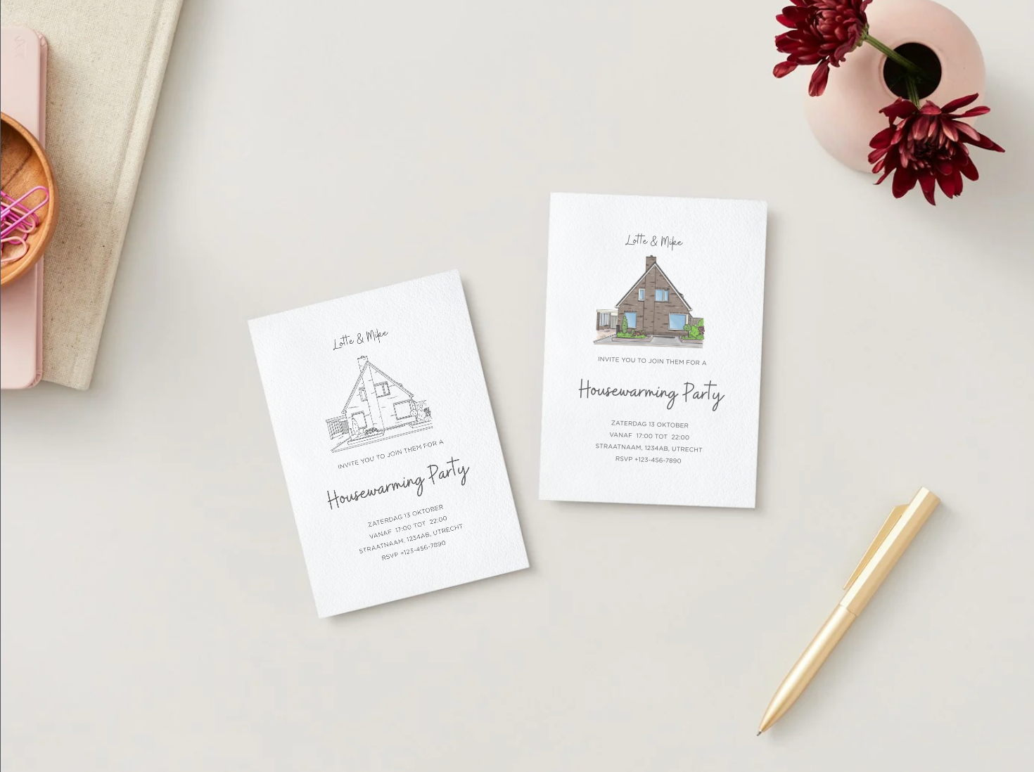 🏡 Gepersonaliseerd housewarming uitnodiging met Illustratie