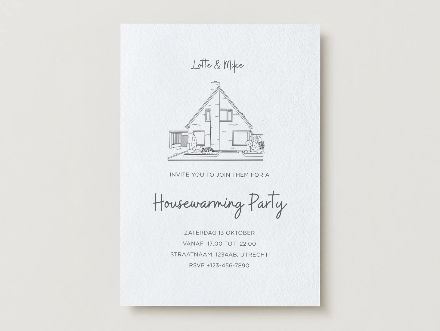 🏡 Gepersonaliseerd housewarming uitnodiging met Illustratie