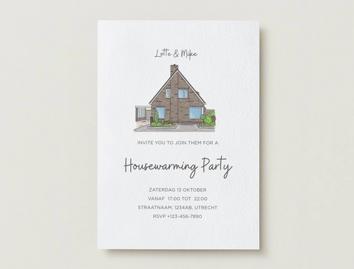 🏡 Gepersonaliseerd housewarming uitnodiging met Illustratie
