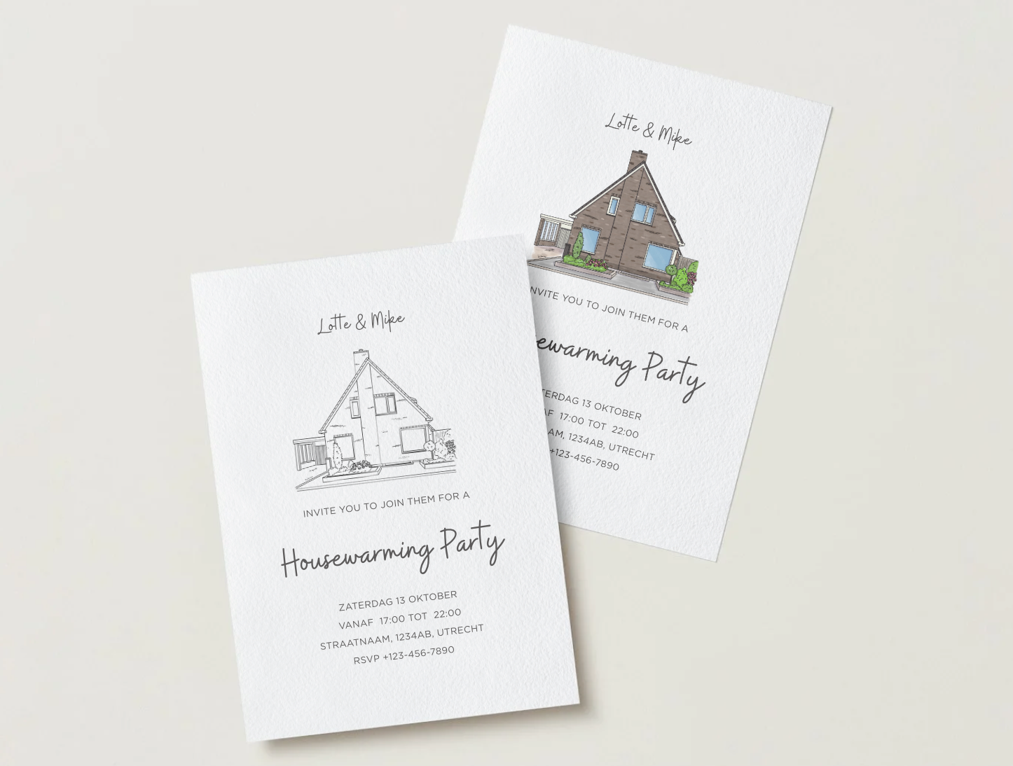 🏡 Gepersonaliseerd housewarming uitnodiging met Illustratie