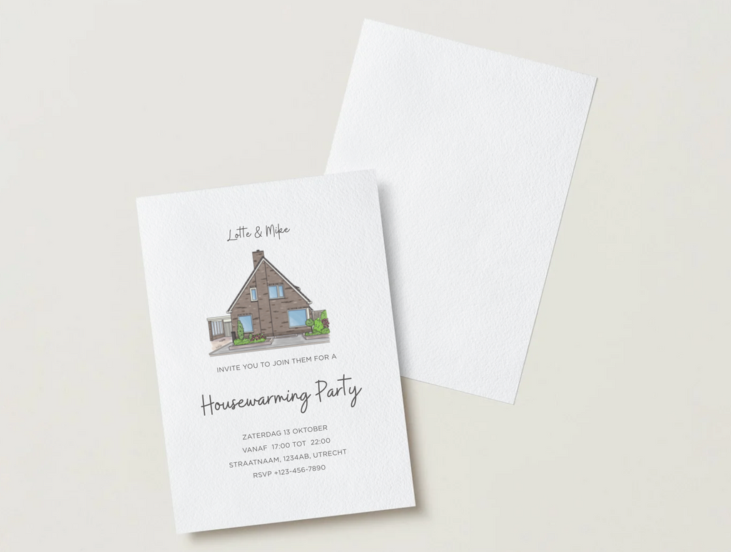 🏡 Gepersonaliseerd housewarming uitnodiging met Illustratie